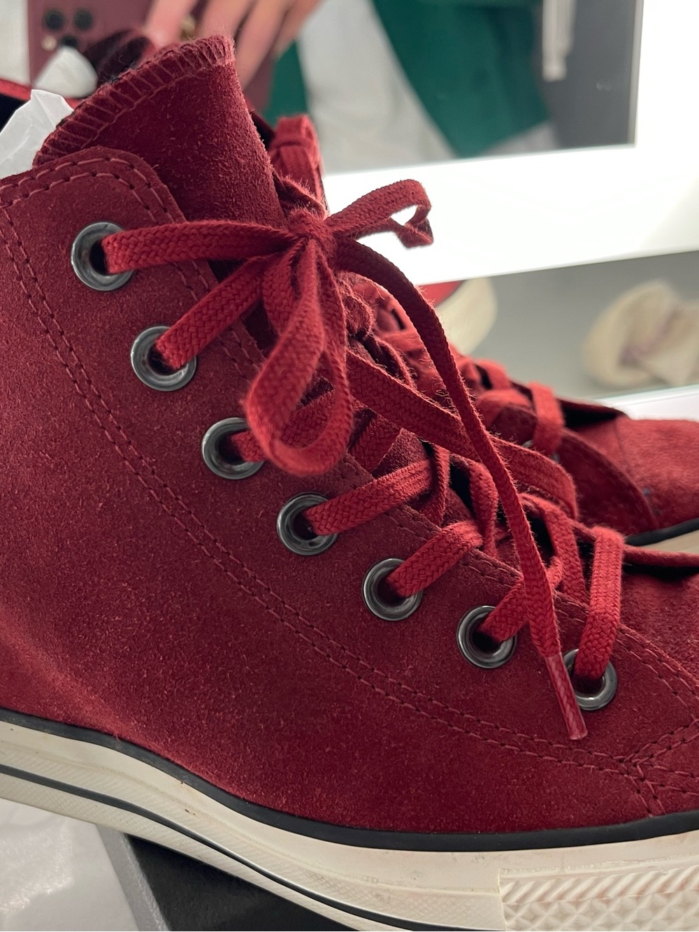Women’s Suede High-Top Sneakers in Burgundy